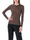 Marine Serre Moon Print Recycled Nylon Turtleneck Top In Brown Moon