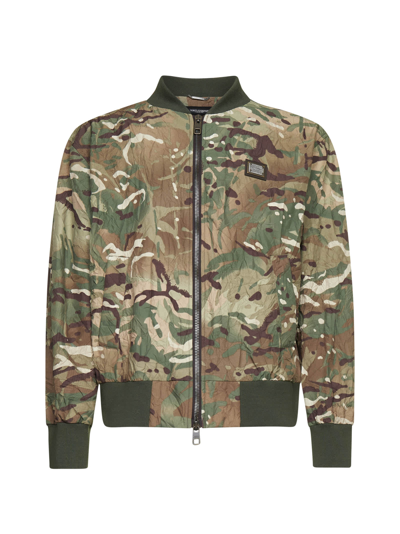 Dolce & Gabbana Camouflage Print Nylon Bomber Jacket In Multicolour