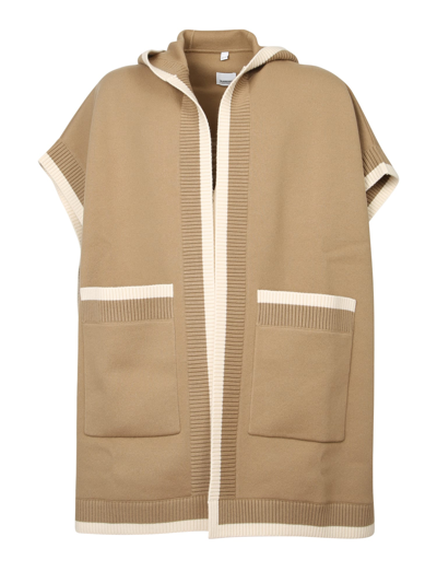 Burberry Womens Archive Beige Carla Logo-patch Wool And Cashmere-blend Cape