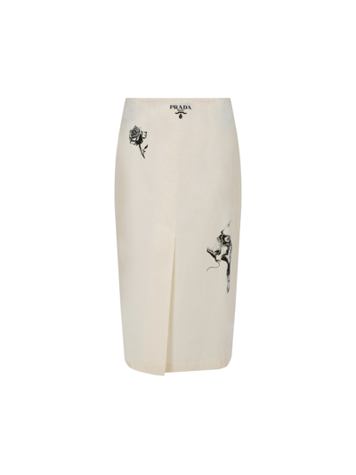 Prada Women's Skirt Longuette In White