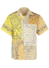 Kenzo Patchwork Bandana Print Short Sleeve Button-up Shirt In Golden Yellow