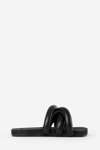 Yume Yume Black Mule Tire In Vegan Leather Detail With Crossed Bands In Black
