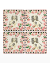 MACKENZIE-CHILDS REALLY ROSY COASTERS, SET OF 4