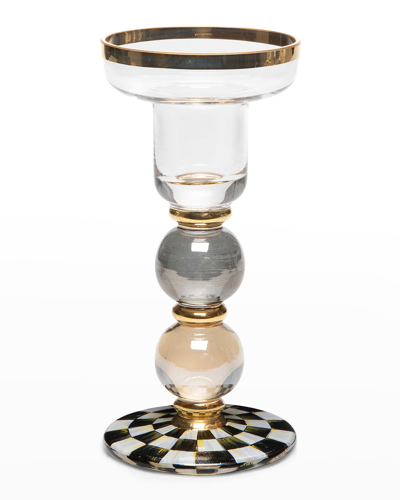 Mackenzie-childs Courtly Check Sphere Candlestick - Medium In Black/white