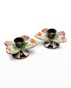 MACKENZIE-CHILDS FLOWER MARKET BUTTERFLY CANDLE HOLDERS, SET OF 2