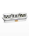 Mackenzie-childs Spectator Galvanized Herb Pot Trio Set With Tray