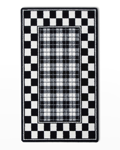 Mackenzie-childs Black & White Tartan Rug, 2' X 4'