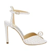 Jimmy Choo Sacora 100 All-over Pearl Sandals In Satin In White White