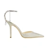Jimmy Choo Platinum Glitter Saeda 100 Pumps In Platinum Ice Crystal