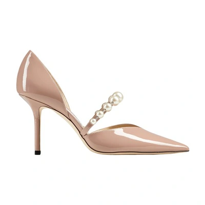 Jimmy Choo Aurelie 85 Patent Leather Pumps In Ballet Pink White
