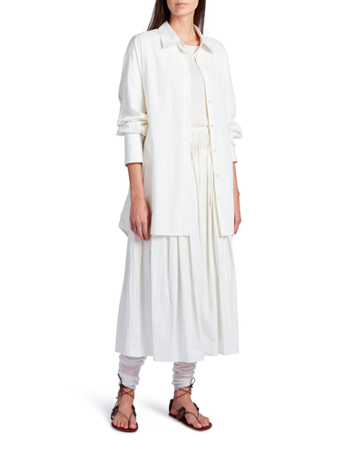 The Row Ruth Pleated Cotton Midi Skirt In Off White