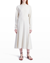 The Row Gentwood Long-sleeve Cotton Midi Dress In Dove White