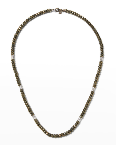 Armenta Men's Sterling Silver & Pyrite Gemstone Beaded Necklace