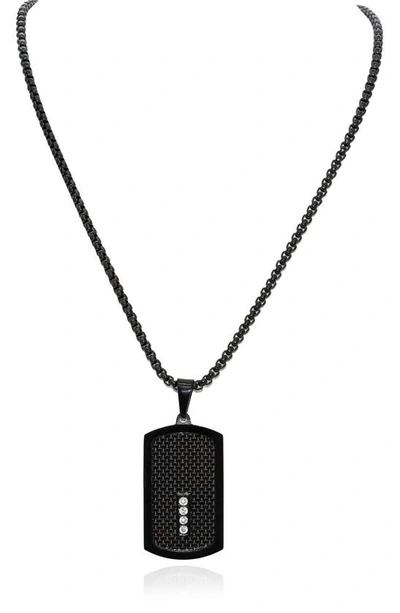 American Exchange Crystal Dog Tag Pendant Necklace In Gun