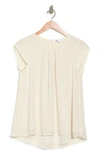 Dr2 By Daniel Rainn Floral Clip Dot Cap Sleeve Tunic Blouse In Antique White