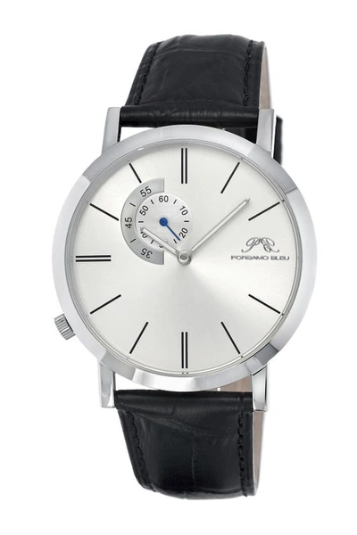 Porsamo Bleu Parker Croc-embossed Leather Watch, 42mm In Silver