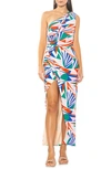 Alexia Admor Alessi One Shoulder Patterned Maxi Dress In Bright Geo