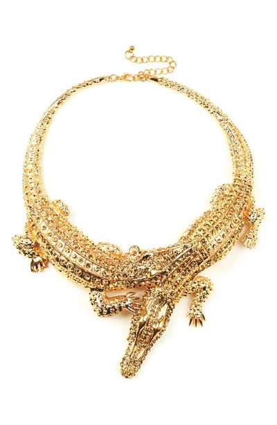 Eye Candy Los Angeles The Luxe Collection See You Later Alligator Collar Necklace In Gold
