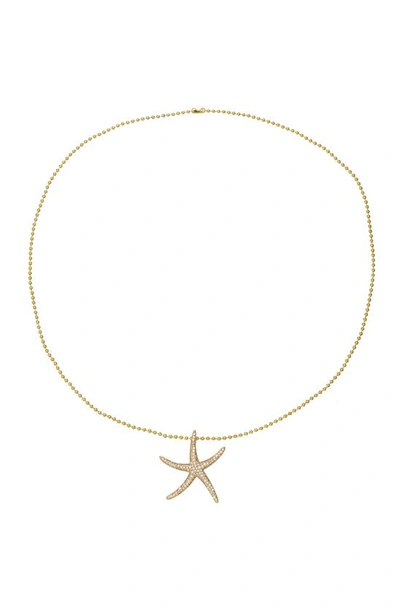 Eye Candy Los Angeles Encrusted Starfish Ball Chain Necklace In Gold