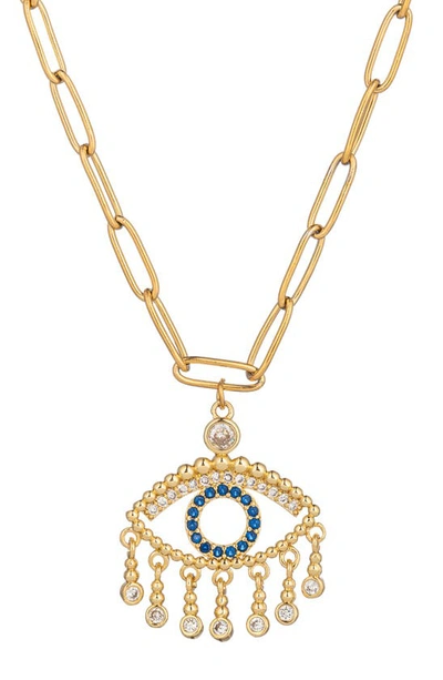Eye Candy Los Angeles Eye Pendant Chain Necklace In Gold