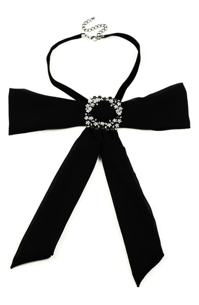 Eye Candy Los Angeles Bow Tie Choker Necklace In Black