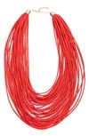 Eye Candy Los Angeles The Luxe Collection Ruby Red Seed Bead Necklace In Red