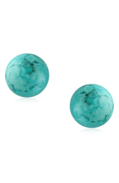 Bling Jewelry Sterling Silver Semi-precious Stone 10mm Ball Stud Earrings In Turquoise