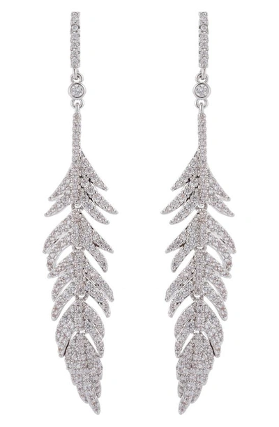 Eye Candy Los Angeles The Luxe Collection Silver Leaf Drop Earrings