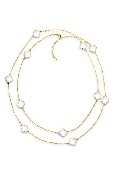 Bling Jewelry Clover Flower Tin Cup Chain Layered Necklace In White