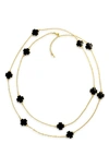 Bling Jewelry Clover Flower Tin Cup Chain Layered Necklace In Black