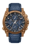 Bulova Precisionist Champlain Chronograph Watch, 46.5mm In Gold-tone