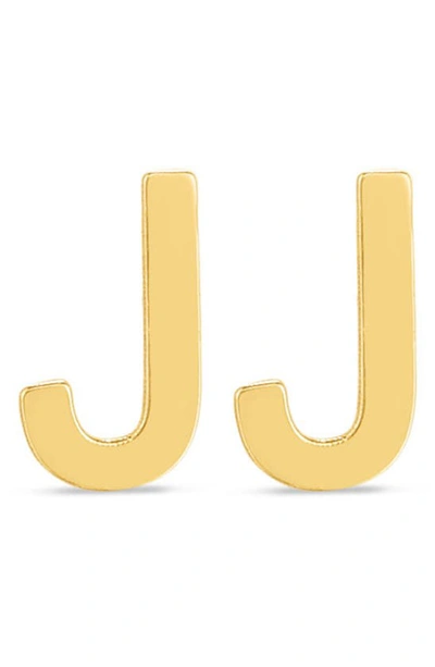 Karat Rush 14k Yellow Gold Initial Stud Earrings In Yellow - J