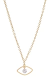 Rivka Friedman Evil Eye Cz Charm Necklace In 18k Gold Clad