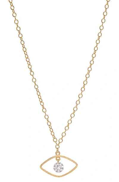 Rivka Friedman Evil Eye Cz Charm Necklace In 18k Gold Clad