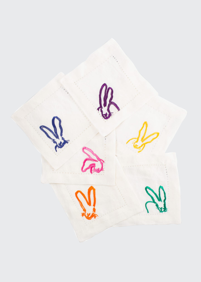 HUNT SLONEM COLORFUL BUNNIES COCKTAIL NAPKINS, SET OF 6