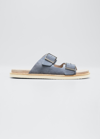 Brunello Cucinelli Pebble Silver-toned-hardware Leather Sandals In Cuq74 Blue