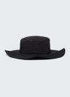 Prada Men's Re-nylon Wide Brim Hat W/ Logo Chin Strap In F0002 Nero
