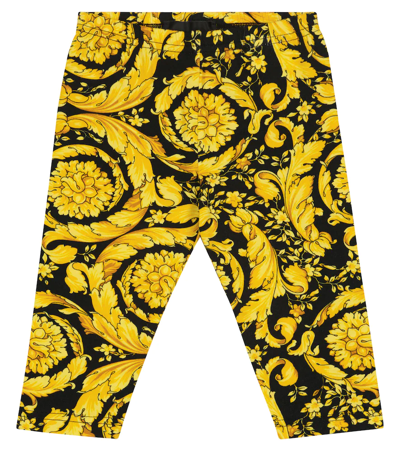 Versace Multi Barocco Graphic-print Stretch-cotton Leggings 6-36 Months 24 Months In Black