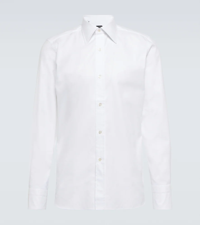 Tom Ford Cotton Shirt Long Sleeves Button Collar In White