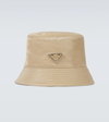 Prada Logo Tab Bucket Hat In Deserto