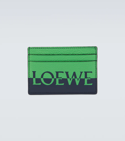 Loewe Leather Cardholder In Apple Green/deep Navy