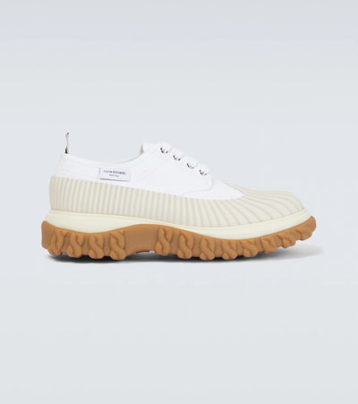 Thom Browne Molded-sole Lace-up Duck Shoes In White