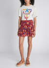 Isabel Marant Étoile Naomi Printed Smocked Miniskirt In Burnt Henna