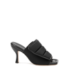 Gia Borghini Womans Scuba And Black Leather Puffy Mules With Velcro Closure In Black