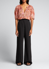 A.l.c Julianna Silk Short-sleeve Top In Sorbet Multi
