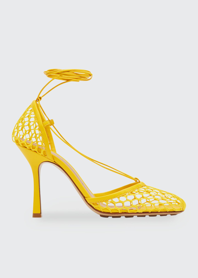 Bottega Veneta Mesh Stretch Sandals In Egg Yolk