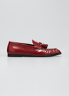 The Row Calfskin Tassel Boyfriend Loafers In Ruby Red