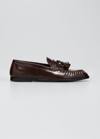 The Row Calfskin Tassel Boyfriend Loafers In Espresso