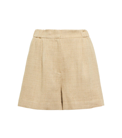 Etro Silk And Linen Shorts In Beige