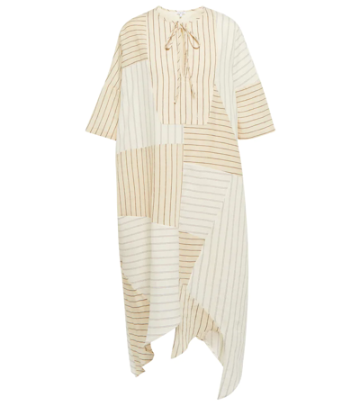Loewe Striped Patchwork Design Asymmetric Dress In Neutral